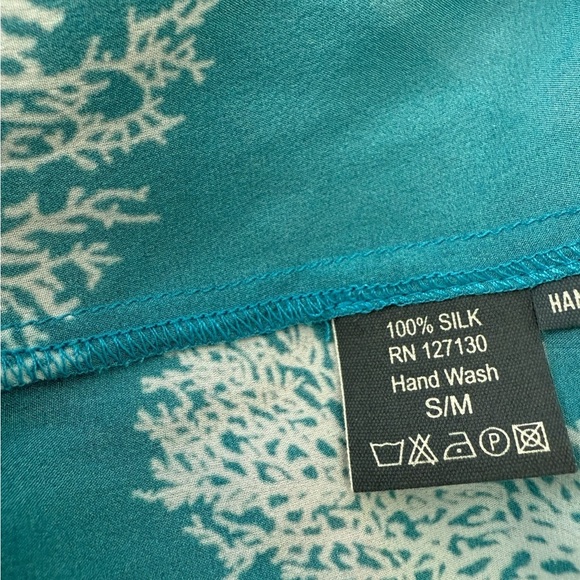 Cocoon House Turquoise Coral 
Sheer Silk Sleeveless Blouse Size S/M - Picture 4 of 7